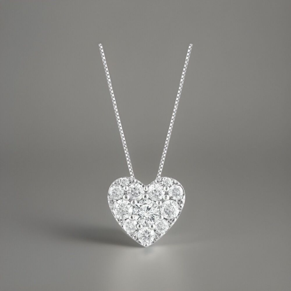 Unique Moments 1/2 Ct Round Lab Grown Diamond Heart Pendant in Sterling Silver